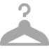A gray and black picture of a hanger with a question mark on it.