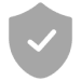A gray shield with an tick inside of it.