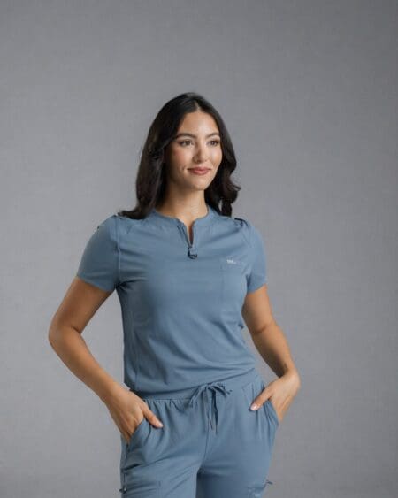 Contour Top - Cyan Blue