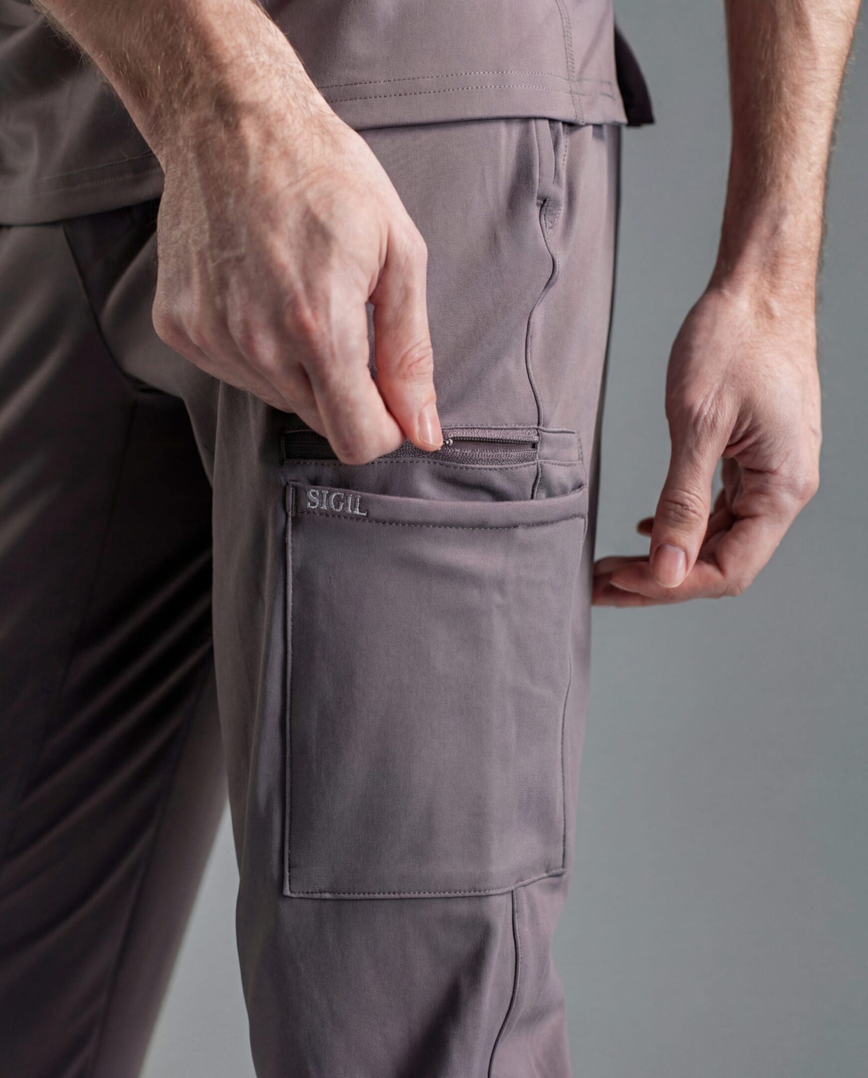 Zipper Scrub Pants - Grey - Image 4