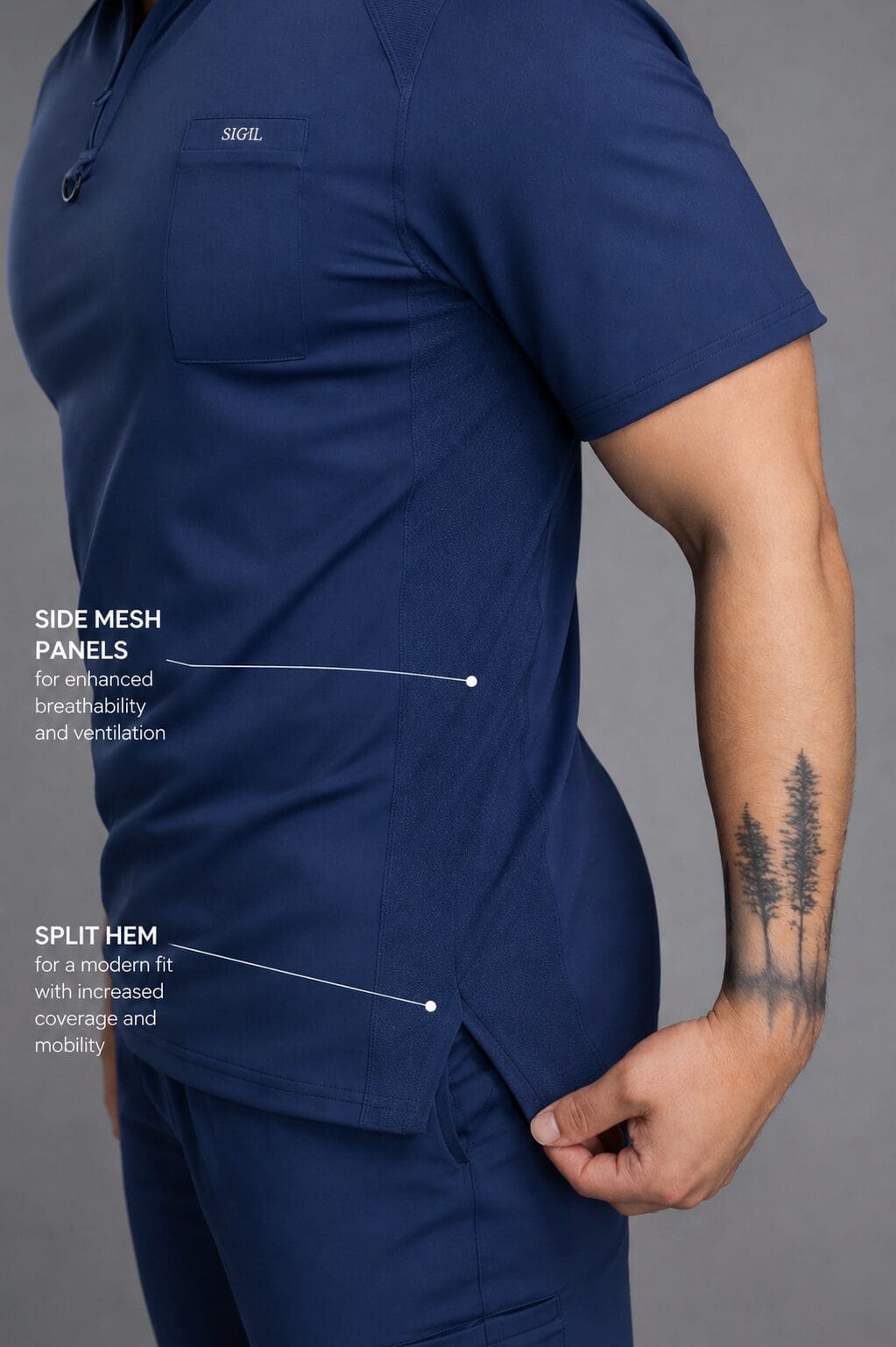 High Mesh Panels and Split Hem