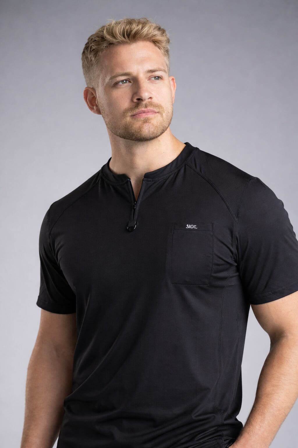 Zipper Scrub Top - Black - Image 2