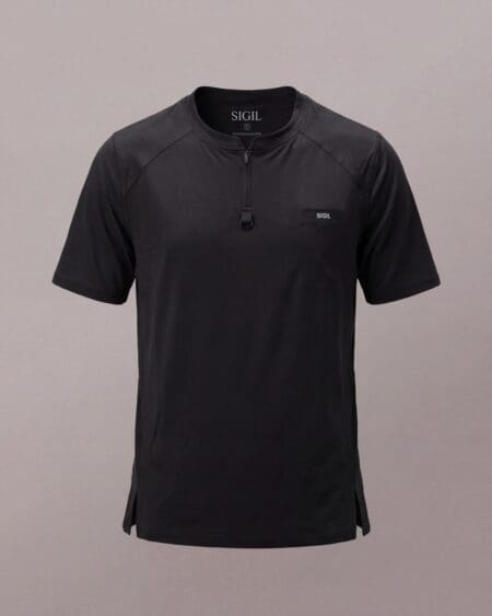Zipper Scrub Top - Black