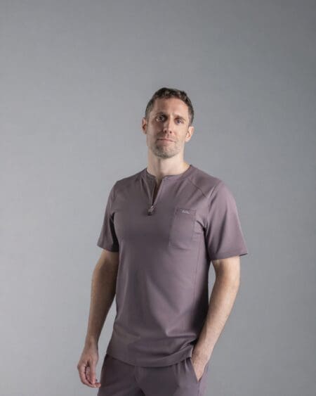 Sculpt Zipper Scrub Top - Grey