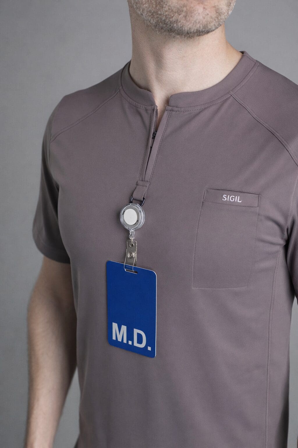 Zipper Scrub Top - Grey - Image 2