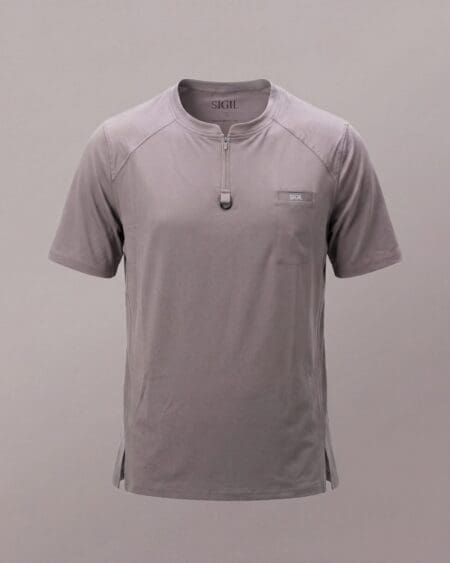 Zipper Scrub Top - Grey