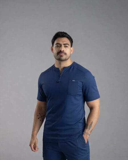 Sculpt Zipper Scrub Top - Blue