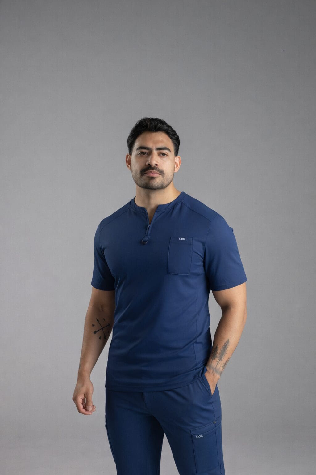 Zipper Scrub Top - Blue - Image 2