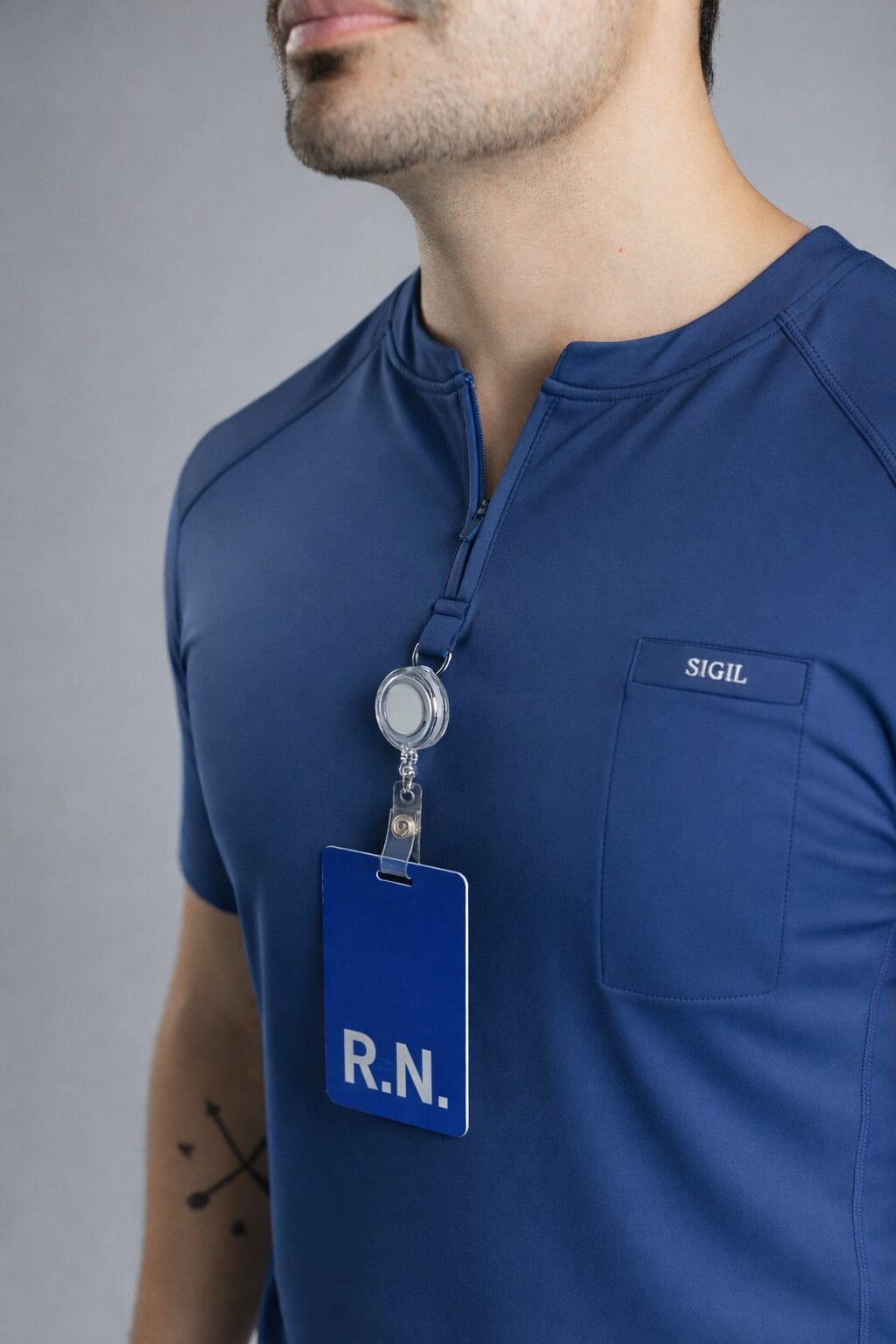 Zipper Scrub Top - Blue - Image 3