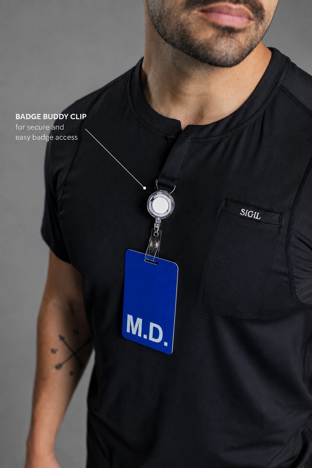 Demonstrate design detail of badge buddy