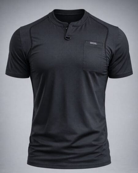 Henley Scrub Top - Black