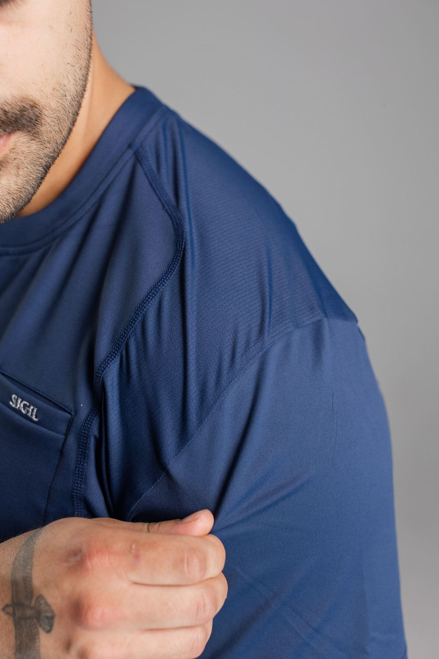 Henley Scrub Top - Blue - Image 2